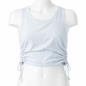 Champion Cropped Tank Top – Large – Light Blue – Ruched Sides Activewear